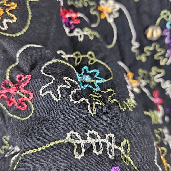 Embroidered Floral Button Down Linen Blend Jacket - Picture 4 of 7